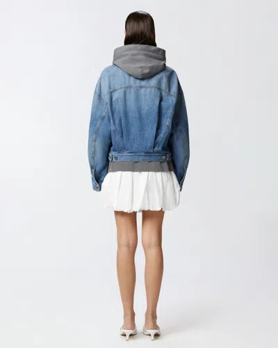 Pinko Denim Jacket Distressed Flap Pockets
