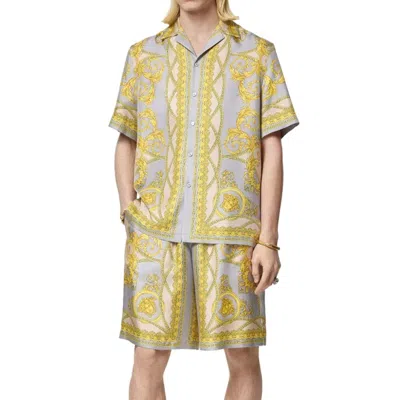 Versace La Coupe Des Dieux Print Silk Shorts