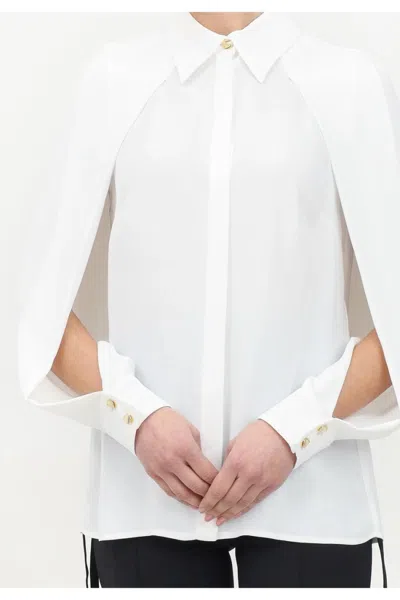 Elisabetta Franchi Sky Blue Shirt With Classic Collar In White