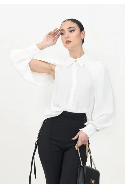 Elisabetta Franchi Sky Blue Shirt With Classic Collar In White