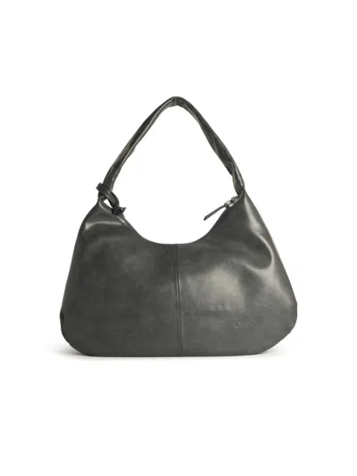 Ganni Womens Steal Grey Bou Hobo Medium Leather-blend Shoulder Bag In Gray