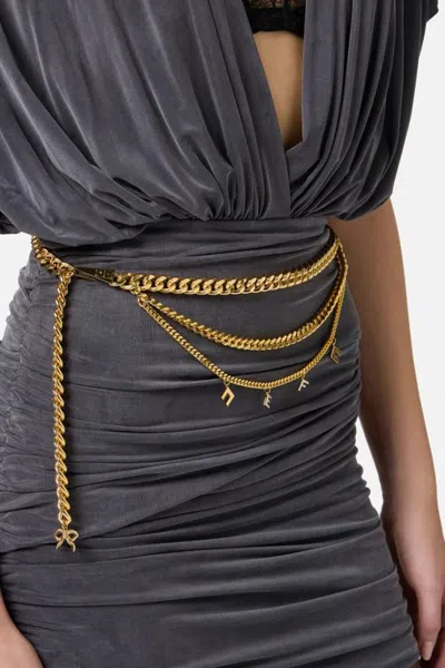 Elisabetta Franchi Cupro Jersey Dress With Bralette In Blue