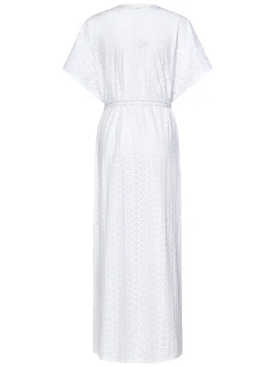 Fisico Cristina Ferrari Fisico Perforated Microfibre Long Caftan In White