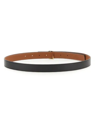 Tory Burch Reversible "miller" Belt In Black