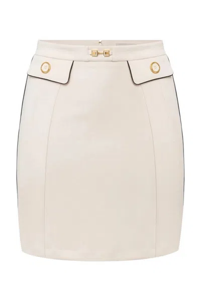 Elisabetta Franchi Tailored A-line Skirt With Decorative Buttons In Neutral