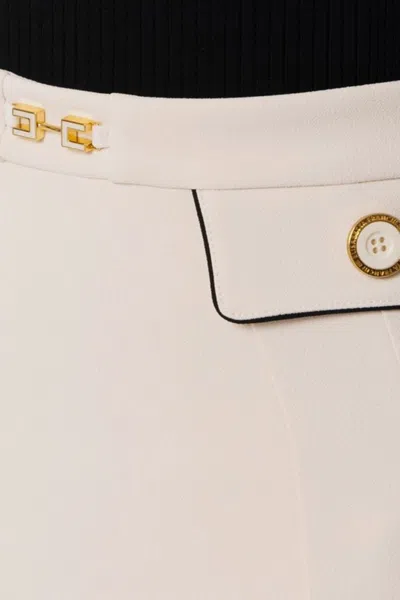 Elisabetta Franchi Tailored A-line Skirt With Decorative Buttons In Neutral