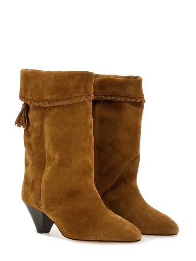 Isabel Marant Dalby Tasseled Leather-trimmed Suede Ankle Boots In Brown