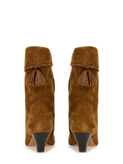 Isabel Marant Dalby Tasseled Leather-trimmed Suede Ankle Boots In Brown