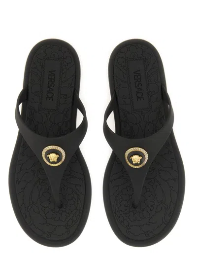 Versace Black Slides With Medusa Detail