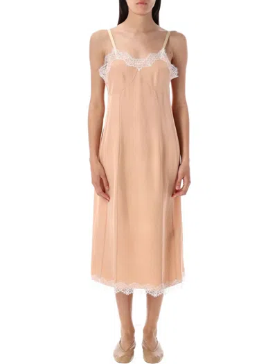 Carven Peony Lingerie Dress With Adjustable Straps In Neutral