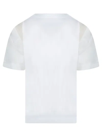 Sacai White T-shirt With Transparent Poplin Inserts In White