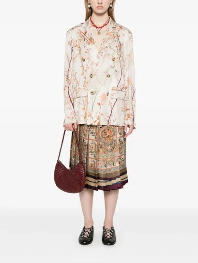 Pierre-louis Mascia Double-breasted Floral Print Jacket In White