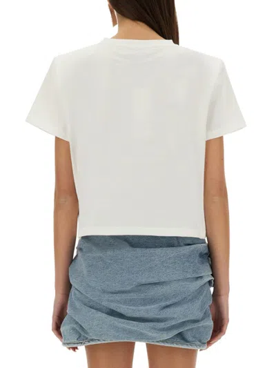 Magda Butrym Cropped Cotton T-shirt With Unique Front Embroidery