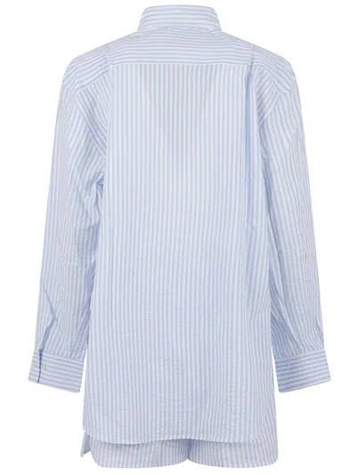 The Andamane Classic Tailored Stripe Shirt In Cotton In Blue