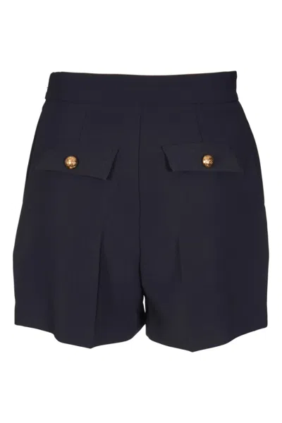 Elisabetta Franchi High-waist Tailored Shorts With Gold Buckle In Blue