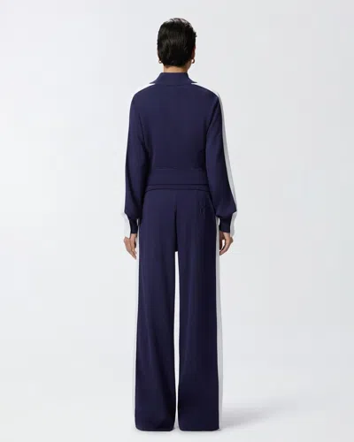 Pinko Cropped Black Sweater With High Collar In Blue