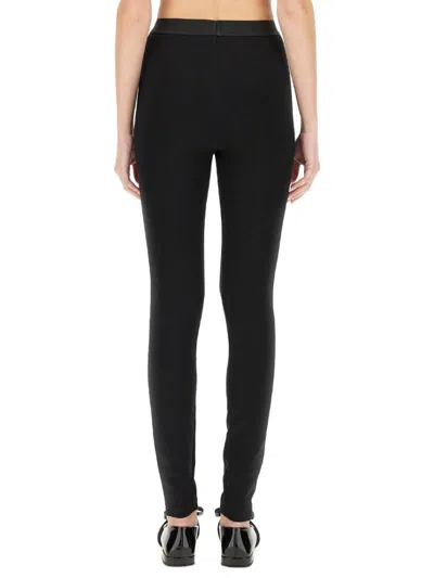 Versace Logo Print Slim Fit Ankle Length Leggings In Black