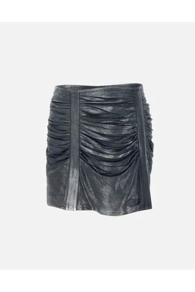Diesel Gathered Multicolor Skirt With Soft Shine In Gray