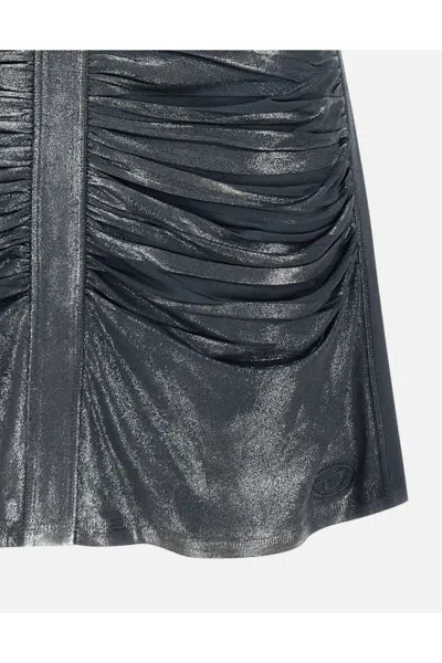 Diesel Gathered Multicolor Skirt With Soft Shine In Gray