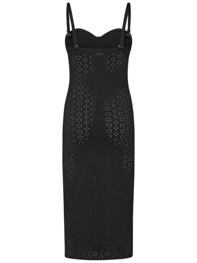 Fisico Cristina Ferrari Fisico Perforated Microfibre Black Midi Dress In Black