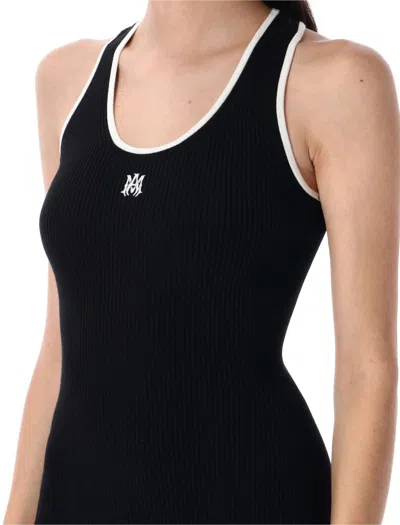 Amiri Ma Embroidered Ribbed Racerback Mini Dress In Black