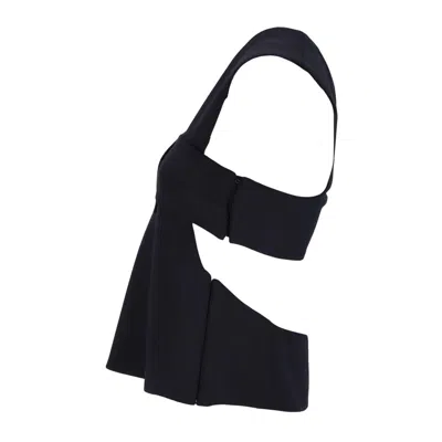Courrèges U-neck Black Top With Cut-out Detailing In Black