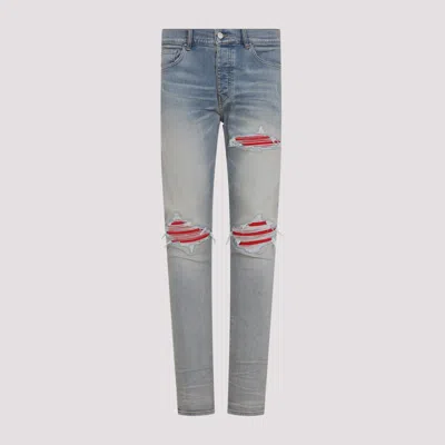 Amiri Mx1 Slim Fit Jeans With Distressed Red Accents