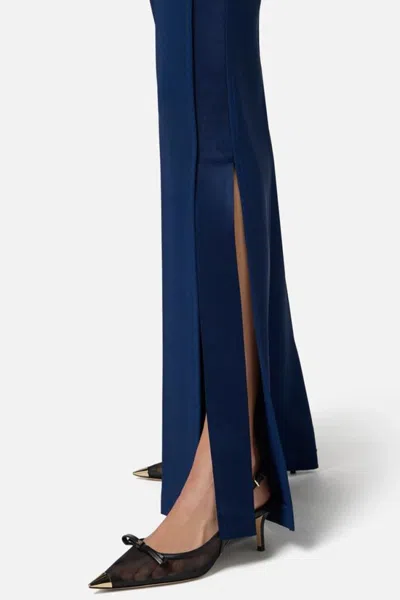 Elisabetta Franchi Flared Blue Trousers With High Waist In Blue
