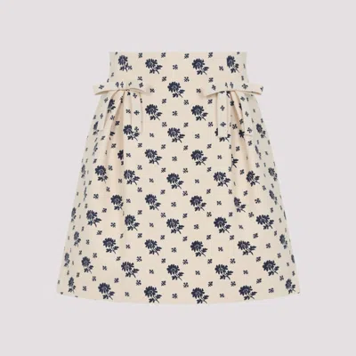 Valentino A-line Skirt In Wool And Silk Blend In White