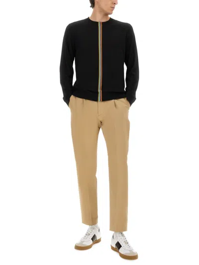 Paul Smith Merino Wool Jersey With Striped Detailing In Black
