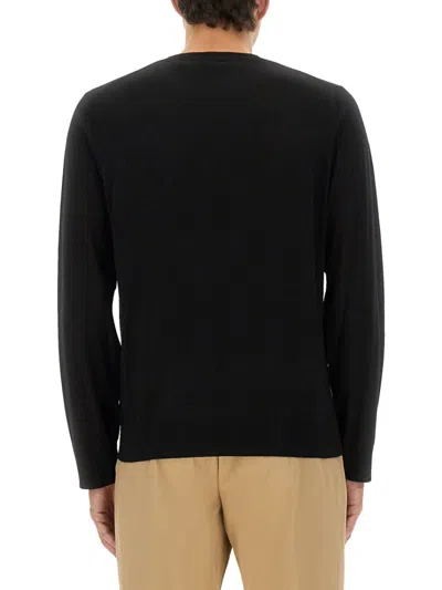 Paul Smith Merino Wool Jersey With Striped Detailing In Black