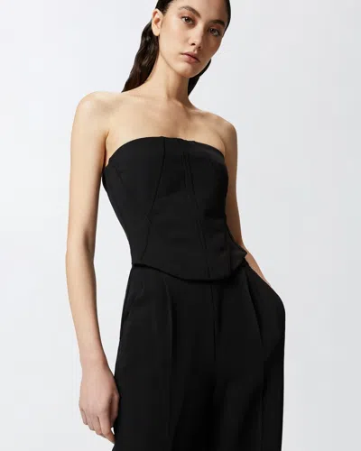 Pinko Strapless Black Jumpsuit With Structured Seams In Black