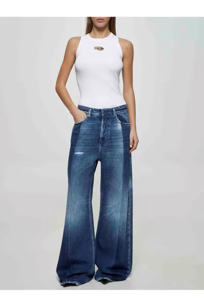 Diesel High-waisted Wide-leg Denim Jeans In Blue