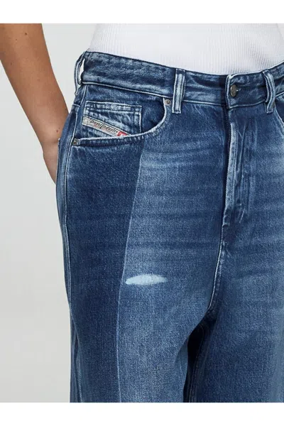 Diesel High-waisted Wide-leg Denim Jeans In Blue