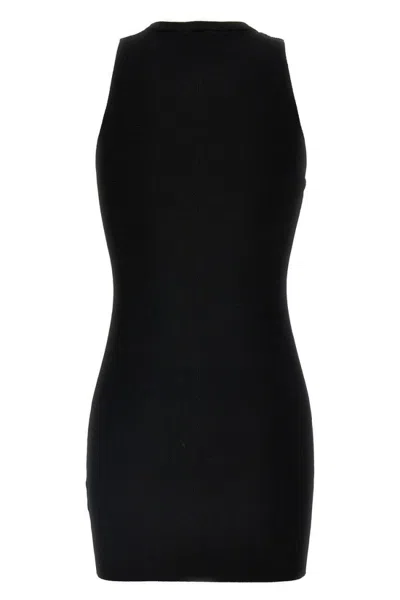 Diesel M-caddix Black Dress With Oval D Logo Plaque On The Front In Viscose Blend Woman