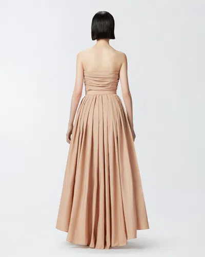Pinko Strapless High-low Dress With Sweetheart Neckline In Brown