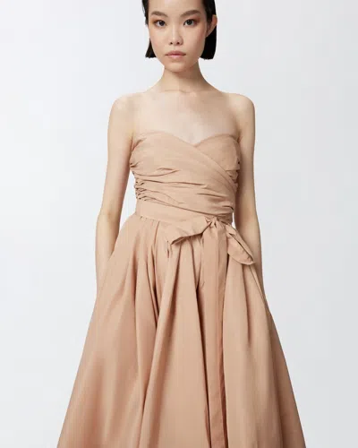 Pinko Strapless High-low Dress With Sweetheart Neckline In Brown