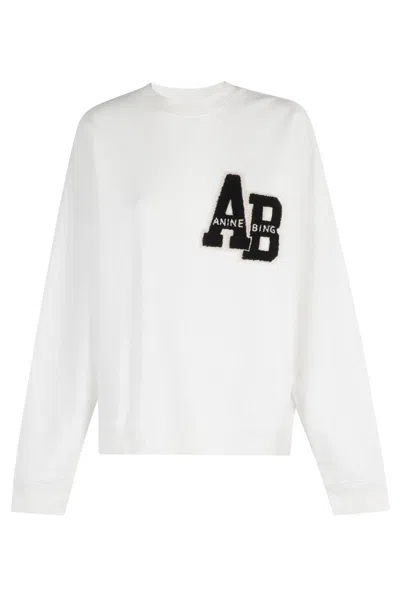 Anine Bing Miles Sweatshirt Letterman Off White Off White In White
