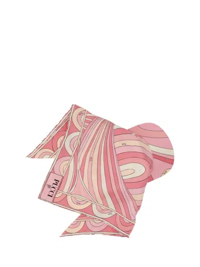 Pucci Silk Visor With Draped Scarf