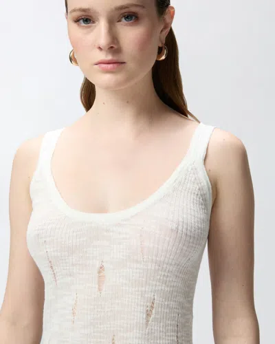 Pinko Lightweight Ribbed Tank Top With Rips In White