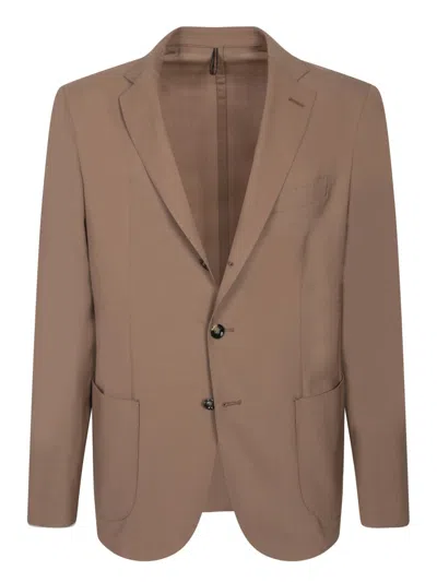 Dell'oglio Three-button Green Suit With Tailored Trousers In Brown