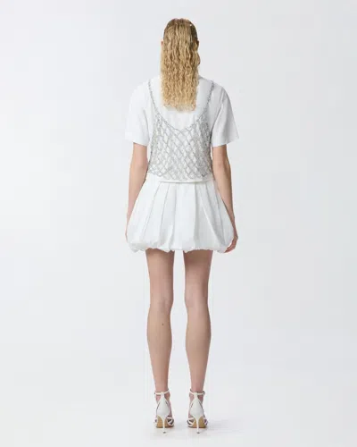 Pinko White Skirt With Pleated Details And Balloon Hem In Cotton Woman In White