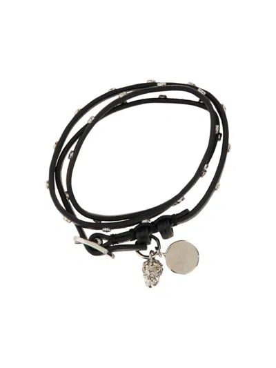Alexander Mcqueen Double Wrap Studded Charm Bracelet