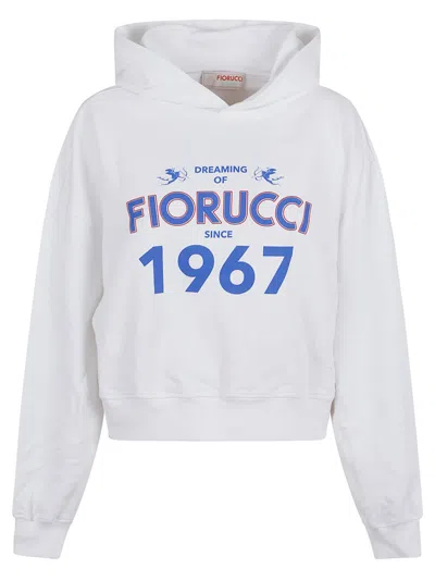 Fiorucci White Dreaming 1967 Print Boxy Fit Cropped Hoodie In Gray