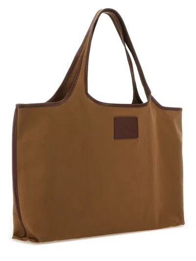 Apc A.p.c. Beige Cotton Handbags In Brown