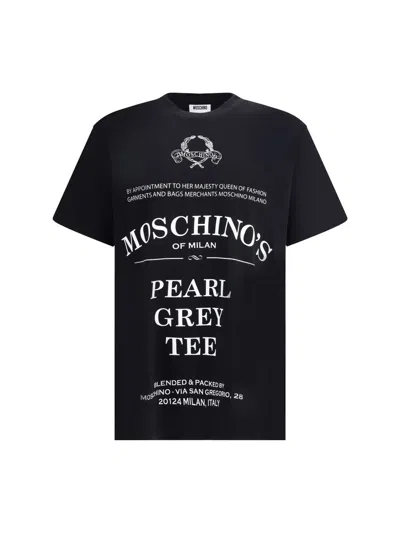 Moschino Printed Organic Cotton Jersey T-shirt In Black