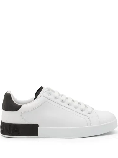 Dolce & Gabbana Leather Panelled Sneakers In White