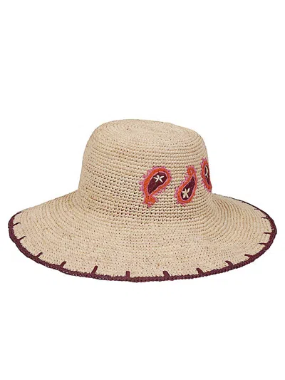 Paul Smith Paisley Straw Hat With Contrasting Decorations In Brown