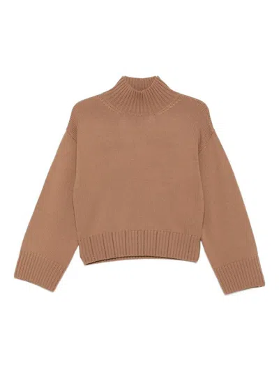Fabiana Filippi Wool Turtleneck Sweater With Dropped Shoulders In Brown