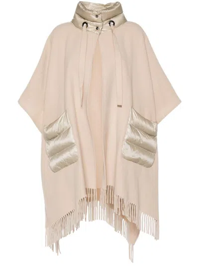 Herno Wool And Nylon Cape In Neutral